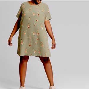 Ava & Viv Green Floral Knee-Length Dress